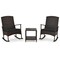3-Piece Outdoor Rocking Chair Set with Black Cushions & 2-Tier Glass Coffee Table